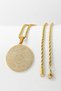 Gold Color Inshirah and Four Kul Written Prayer Spiritual Design Twist Chain Stainless Steel Necklace - 8