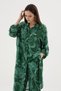 Women's Long Sleeve Long Shirt Dark Green Trousers Set C7T8N512 - 3