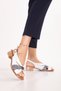 Women's Genuine Leather Short Heeled Daily Sandals Iz.10318 White Snake - 5