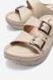 2 Buckle Women's Slippers Beige - 3