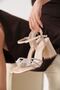 Women's Beige Patent Leather Heeled Sandals Tr20My21F - 2