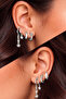 Silver Color Steel Zircon Stone Row Star Dangle Earrings Set of 6 - 2