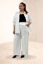 29019-1 Large Size Elastic Waist Loose-Fitting Trousers - Ecru