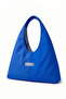 Women's Cobalt Blue Parachute Fabric Casual Daily Bag with Internal Pockets, Snap Fasteners, Large Volume, Hand and Shoulder Bag - 2