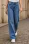 Erika Women's High Waist Palazzo Jeans Wide Leg Lycra Denim Trousers New Season