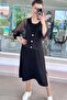 Mesh Cardigan Modal Fabric Dress Set 6Y318