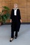 Women's Tulle Floral Embroidered Bat Sleeve Linen Suit - 4