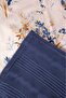 Navy Blue Floral Patterned Double Cotton Honeycomb Pique Set - 4 Pieces - 5