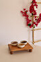 2-Piece Wooden Snack Presentation Set - 2-Tier Flat Plate Cake Stand, 17X25 cm Ball-Legged Presentation Stand - 5