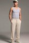 Men's Flexible Casual Cream Baggy Trousers