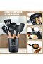 12Pcs Silicone Spatula Set Silicone Cooking Utensil Set Wooden Handles for Nonstick Cookware Heat-Resistant - 3