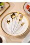 30-Piece Stainless Steel Cutlery Set Kitchen Utensil Set Western Tableware White/Gold - 3