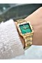 Square Dial Steel Band Gold-Green Color Women Wrist Watch Es6925Mr - 2