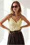 Women's Yellow Adjustable Strap Beaded Detailed Crop Blouse Blz-19003409 - 4