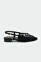 Nopen Embroidery Detailed Black Women's Ballet Flats - 4