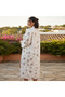 Women's Cream Floral Maxi Kimono Abaya Robe - 4