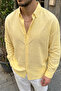 Napas Men's Oversize Linen Look Yellow Shirt - 5