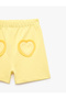 Heart Appliqued Cotton Shorts with Elastic Waist - 3