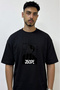 J Hope_1 Design Printed Oversize Black T-Shirt
