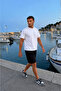 Men's Black Cotton Regular Fit Elastic Waist Drawstring Pocket Combed Cotton Fabric Shorts Rf0625 - 6
