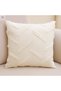 Single Fringed Cushion Cover _Double-Sided Luxury Double-Line Cushion Cover_Decorative Pom-Pom Square Cushion Cover 41X41 Cream