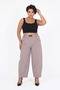 Plus Size Elastic Waist Silk Satin Pocket Mom Women's Summer Trousers