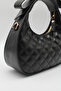 Women's Black Quilted Patterned Bow Design Detailed Crossbody Hand and Shoulder Bag - 5