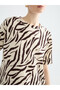 Original Oval Collar Patterned Women's T-Shirt - 3