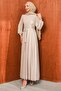 Stone Collar Detailed Waist Belted Evening Dress - 5