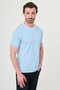 Plain Slim Fit Crew Neck Short Sleeve Men's T-Shirt Blue - 36891.26Y - 4
