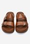 Men's strap slippers real leather hz 251 taba - 4