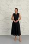 Women's Black Sleeveless Zipper Detailed Pleated Casual Stylish Midi Dress - 2