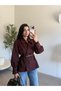 Burgundy Double-Breasted Collared Belted Shirt