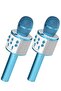 2 Pack Wireless Bluetooth Karaoke Microphone for Kids – Portable Handheld Mic Speaker Machine in Blue, Perfect Gift for All Ages