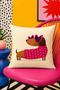 Pop Art Dog and Flower Written Decorative Throw Pillow Cover 43X43 cm Vibrant Colorful Decor - 2