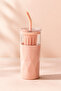Detox Thermos Cup with Straw Borosilicate Glass Steel Thermos Mug 5 Different Uses 650 ml