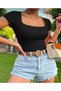 Square Neck Basic Slim Fit Short Sleeve Bodysuit Full Lycra Full Fit - 2