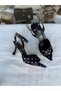 Satin Polka Dot Patterned Women's Heeled Shoes - 3