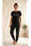 Women's Black Bottom Polka Dot Short Sleeve Pajama Set