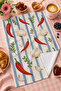 Marin Fish and Cutlery Blue Checkered Marine Themed Modern Mediterranean 2-Piece Kitchen Towel Set 35X55 - 2