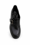 Women's Black Genuine Leather Buckle Loafer Shoes Thick Heel Daily Office - 4