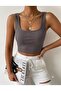 Women's 4-Pack Cotton Camisole Ribbed Body-Fitting Square Neck Thick Strap Undershirt Crop - 3