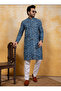 Mens Floral Printed Cotton Kurta Set - 3