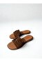 Genuine Leather Brown Suede Single Buckle Slippers for Women - 4