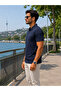 Men's Comfortable Navy Blue Polo Neck T-Shirt with Pockets - 4