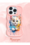 iPhone 12 Pro Compatible Case Camera Protector Pink Silicone Couple Phone Case Cat Pattern - 2