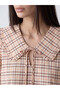 Vizyon New Season Orange Baby Collar Plaid Blouse - 3
