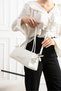 Women's Hand and Shoulder Bag with Zipper Cross Strap Baguette Stylish Daily White - 2