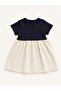 Short Sleeve Cotton Contrast Dress - 4