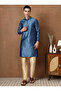 Mens Self Design Jacquard Silk Kurta Set - 4